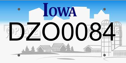 DZO0084 Iowa License Plate