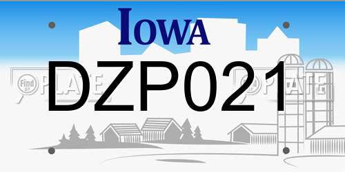 DZP021 Iowa License Plate