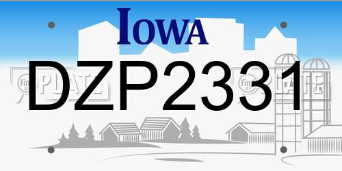 DZP2331 Iowa License Plate