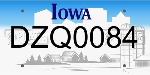 DZQ0084 Iowa License Plate