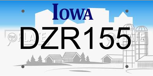 DZR155 Iowa License Plate