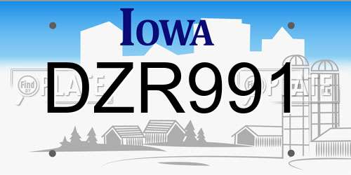 DZR991 Iowa License Plate