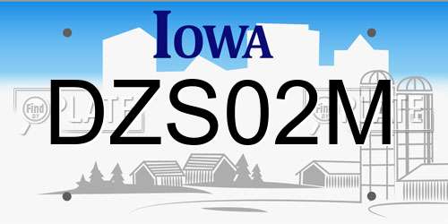 DZS02M Iowa License Plate