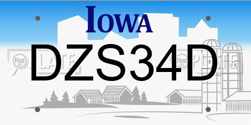 DZS34D Iowa License Plate