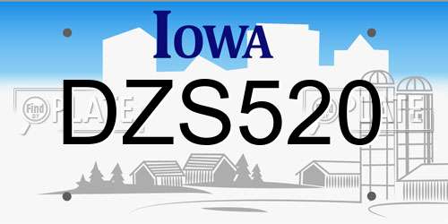 DZS520 Iowa License Plate