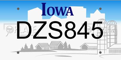 DZS845 Iowa License Plate