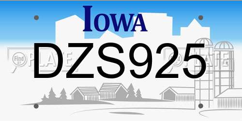 DZS925 Iowa License Plate