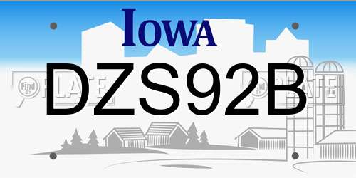 DZS92B Iowa License Plate