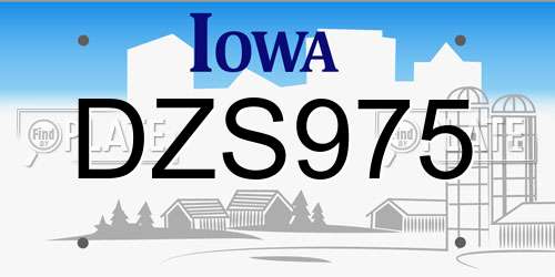 DZS975 Iowa License Plate