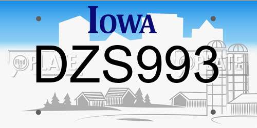 DZS993 Iowa License Plate