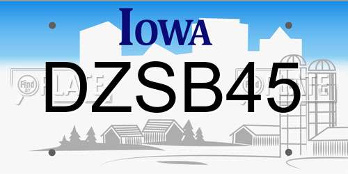DZSB45 Iowa License Plate