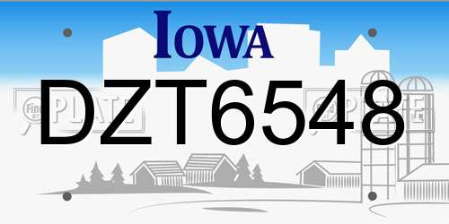 DZT6548 Iowa License Plate