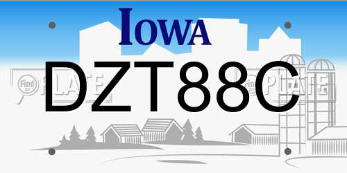 DZT88C Iowa License Plate