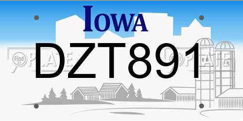 DZT891 Iowa License Plate