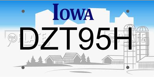 DZT95H Iowa License Plate
