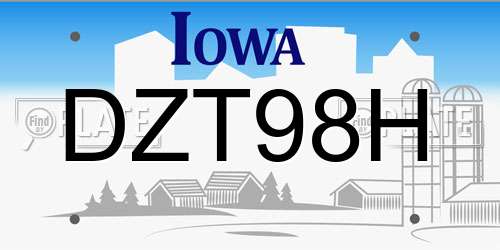 DZT98H Iowa License Plate