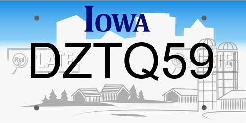 DZTQ59 Iowa License Plate