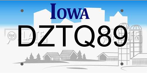 DZTQ89 Iowa License Plate