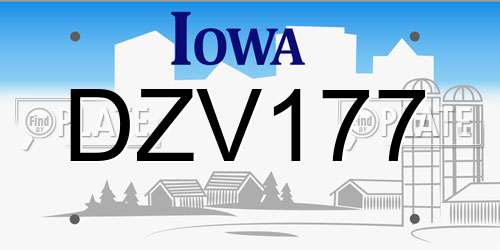 DZV177 Iowa License Plate