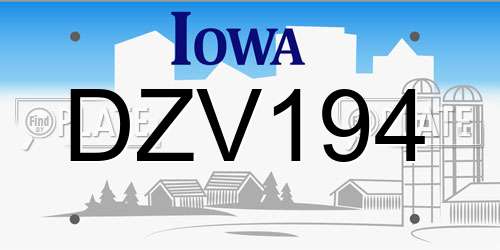 DZV194 Iowa License Plate