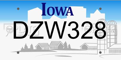 DZW328 Iowa License Plate