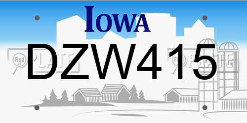 DZW415 Iowa License Plate
