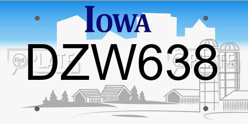 DZW638 Iowa License Plate