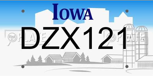 DZX121 Iowa License Plate
