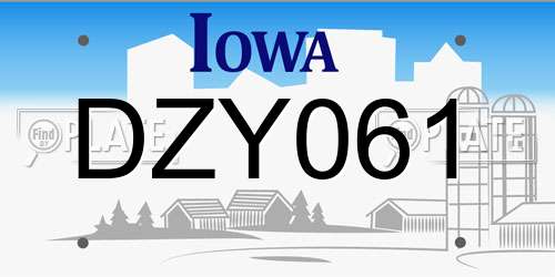 DZY061 Iowa License Plate