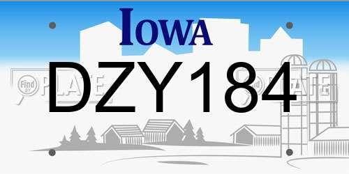 DZY184 Iowa License Plate