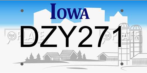 DZY271 Iowa License Plate