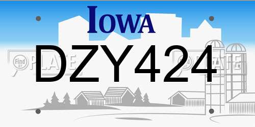 DZY424 Iowa License Plate