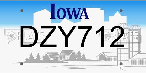 DZY712 Iowa License Plate