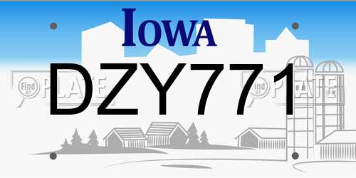 DZY771 Iowa License Plate