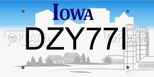 DZY77I Iowa License Plate