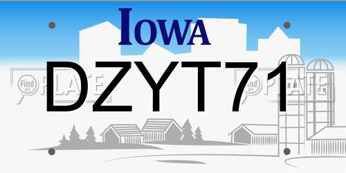 DZYT71 Iowa License Plate