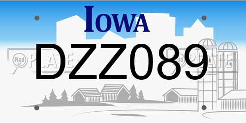 DZZ089 Iowa License Plate