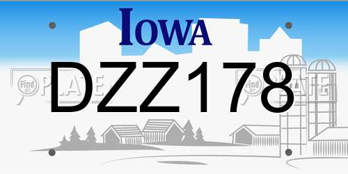DZZ178 Iowa License Plate