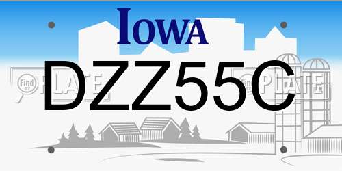 DZZ55C Iowa License Plate