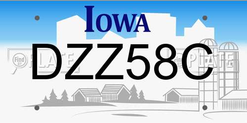 DZZ58C Iowa License Plate