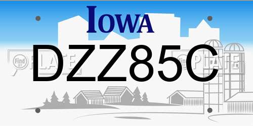 DZZ85C Iowa License Plate