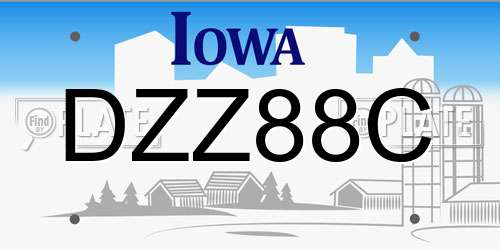 DZZ88C Iowa License Plate