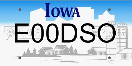 E00DSO Iowa License Plate