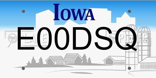 E00DSQ Iowa License Plate
