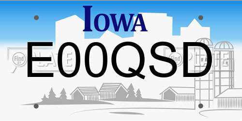 E00QSD Iowa License Plate