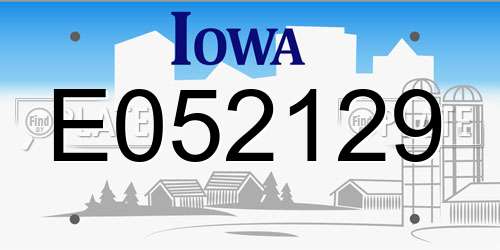 E052129 Iowa License Plate
