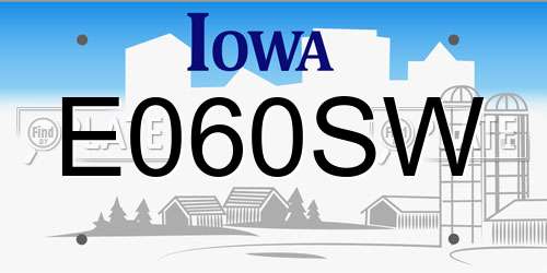 E060SW Iowa License Plate