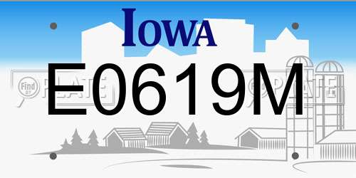 E0619M Iowa License Plate