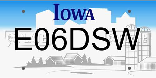 E06DSW Iowa License Plate