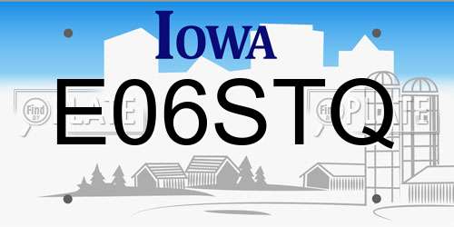 E06STQ Iowa License Plate